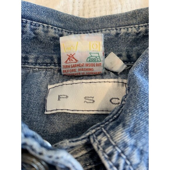 Vintage PSC Denim Vest Western Star Button 100% Cotton Large - Picture 7 of 10